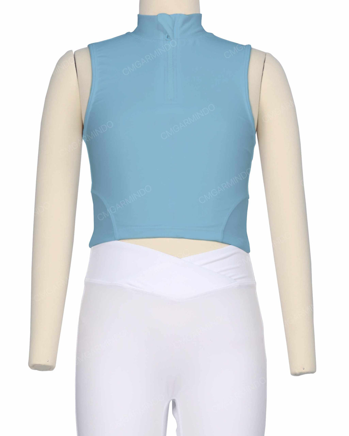 Sleeveless 1/4 Zip High Neck Crop Top