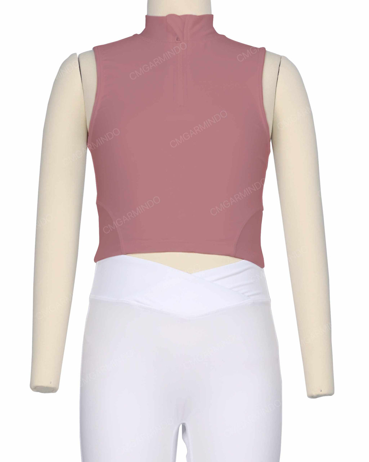 Sleeveless 1/4 Zip High Neck Crop Top