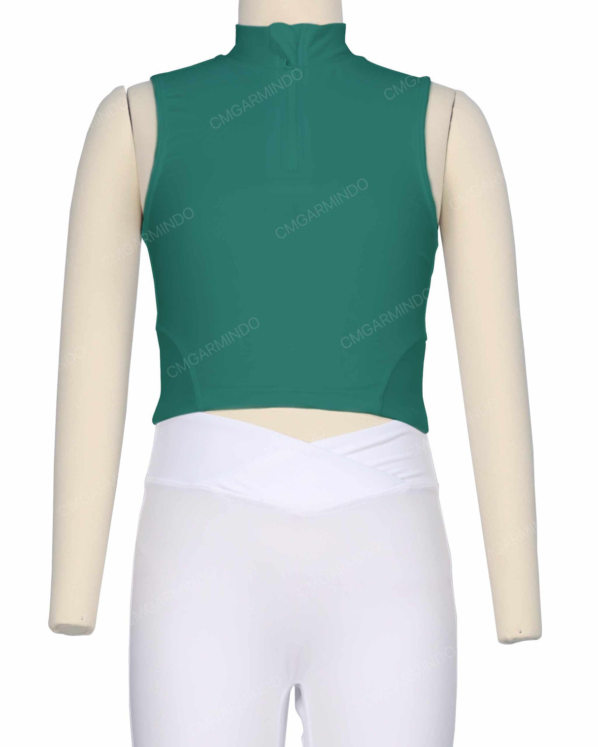 Sleeveless 1/4 Zip High Neck Crop Top