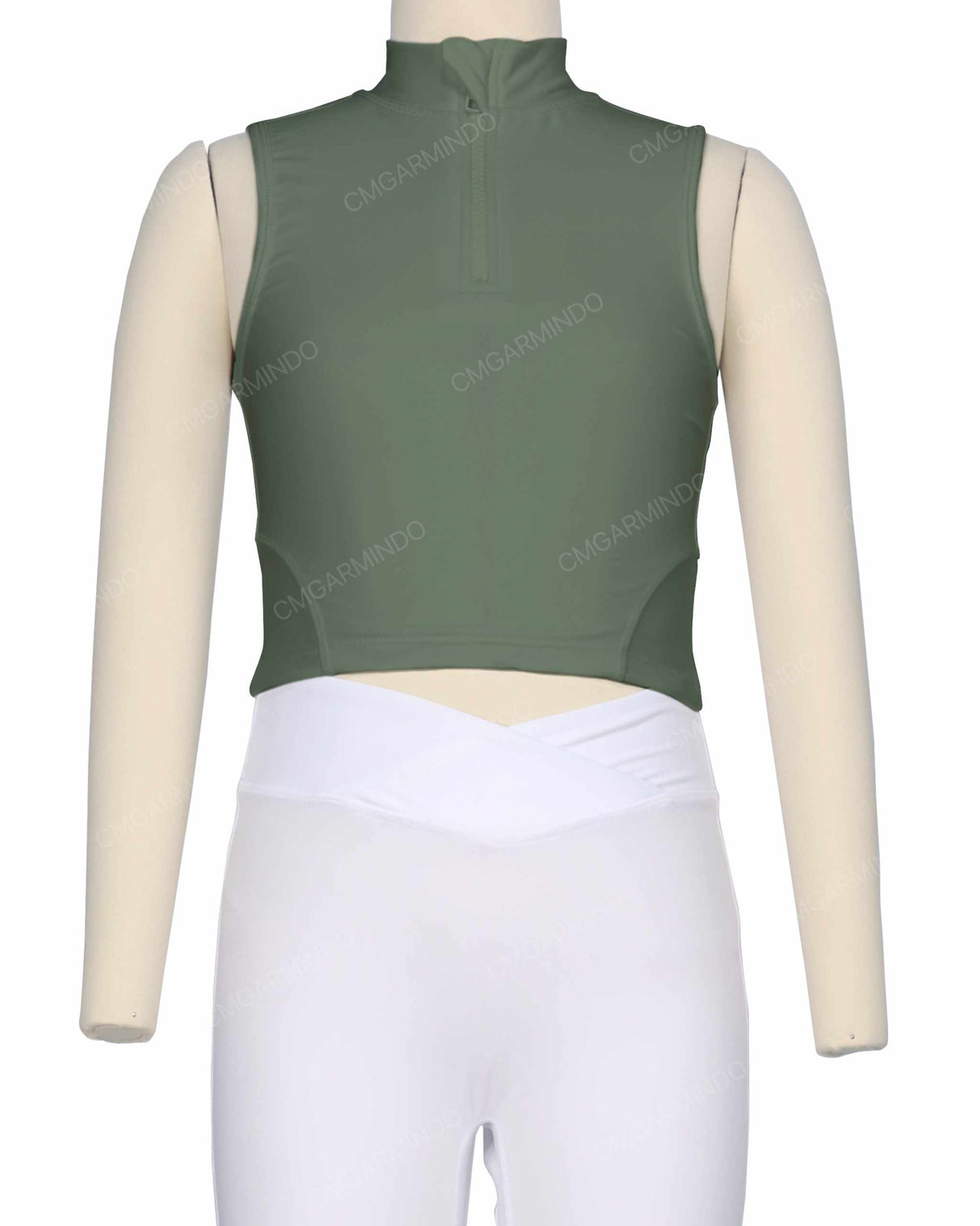 Sleeveless 1/4 Zip High Neck Crop Top