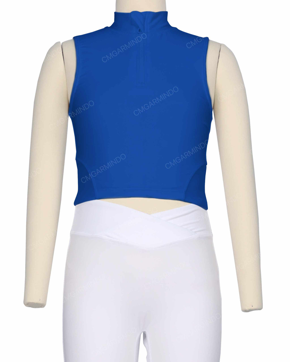 Sleeveless 1/4 Zip High Neck Crop Top