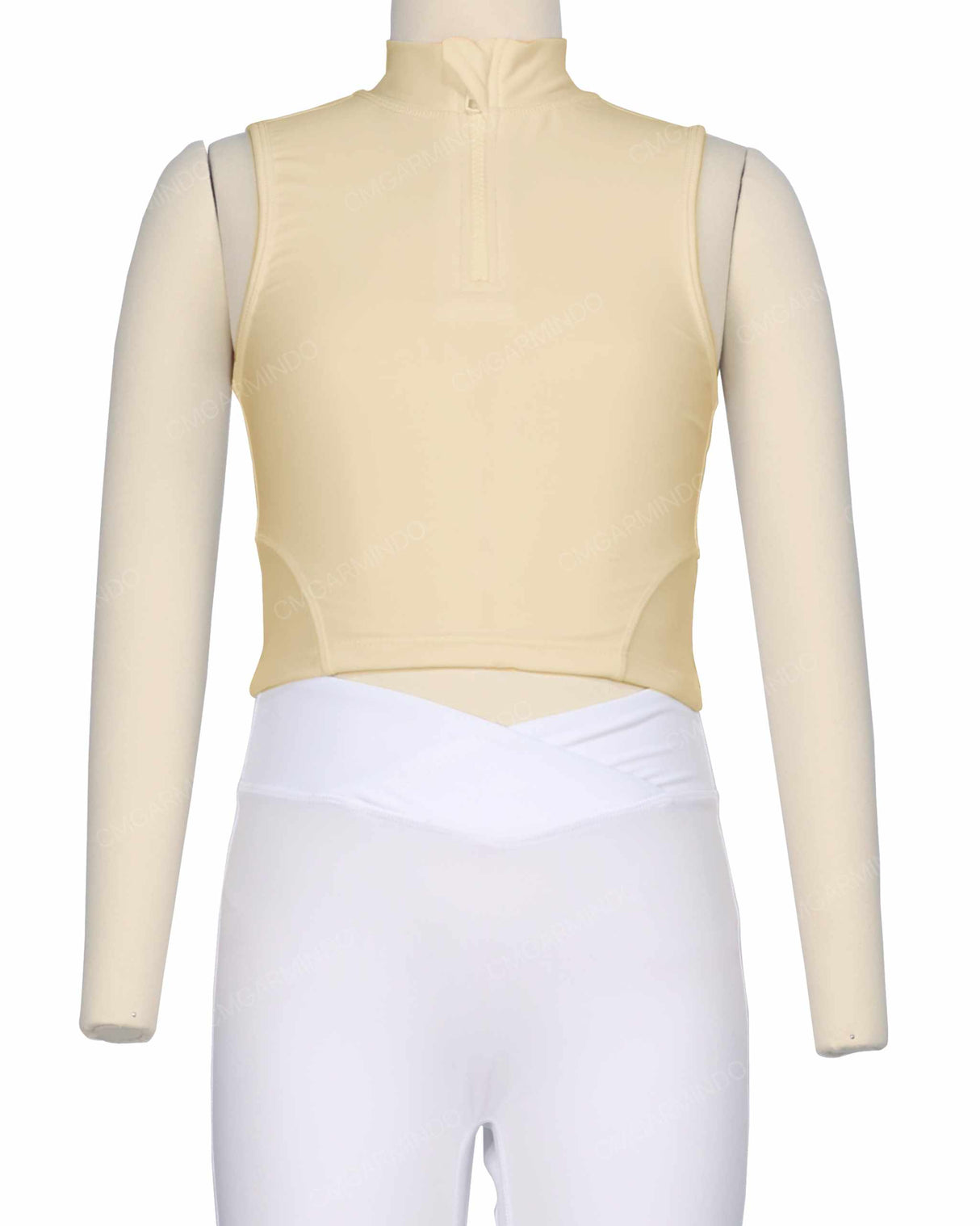 Sleeveless 1/4 Zip High Neck Crop Top