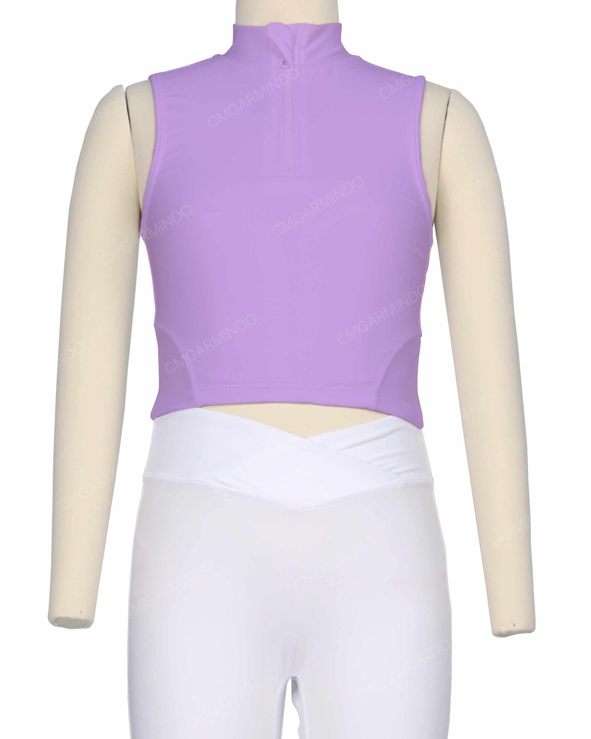 Sleeveless 1/4 Zip High Neck Crop Top