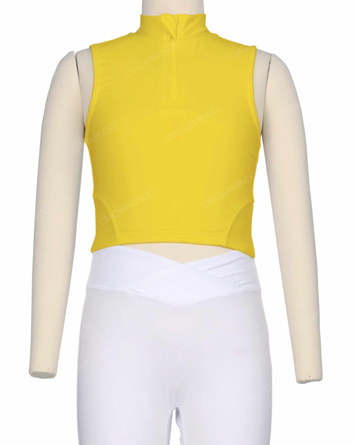Sleeveless 1/4 Zip High Neck Crop Top