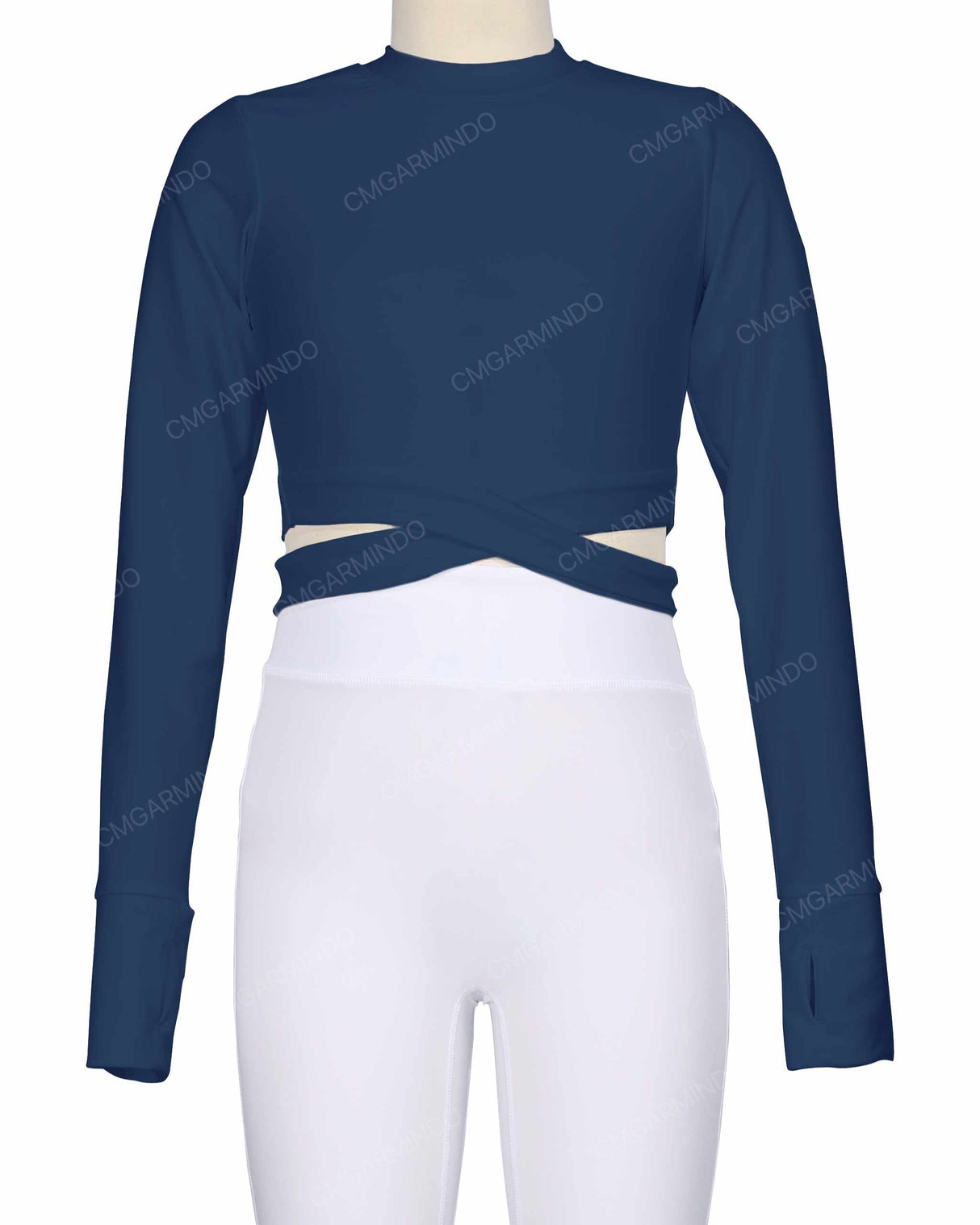 Long Sleeve Cross Waist Top