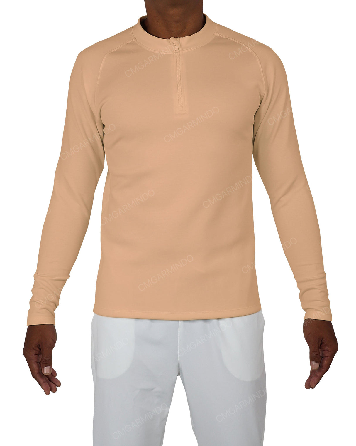 Fitted 1/4 Zip Long Sleeve Raglan T-Shirt