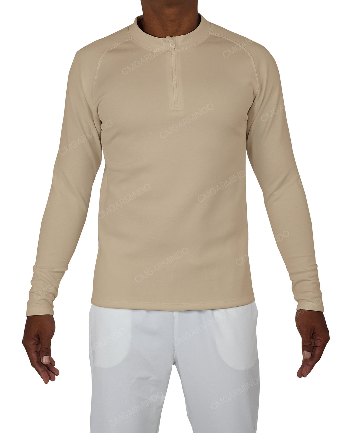 Fitted 1/4 Zip Long Sleeve Raglan T-Shirt
