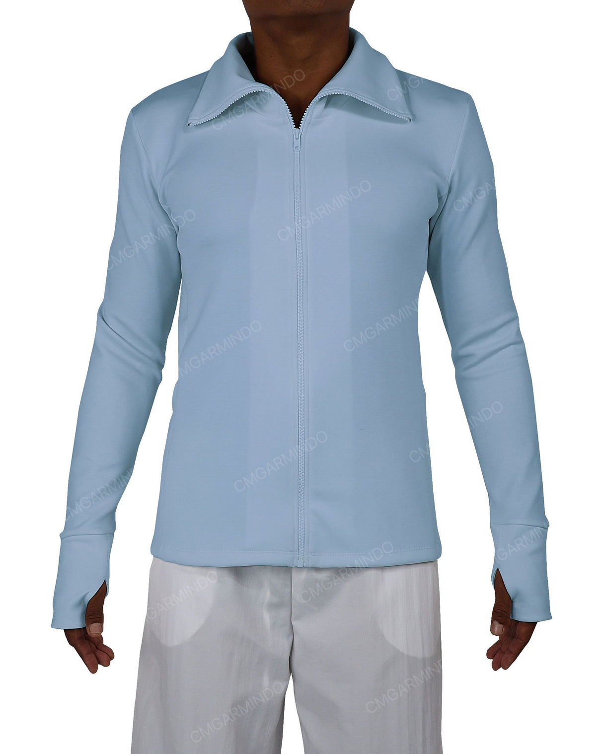 High Neck Long Sleeve Zip Up Top