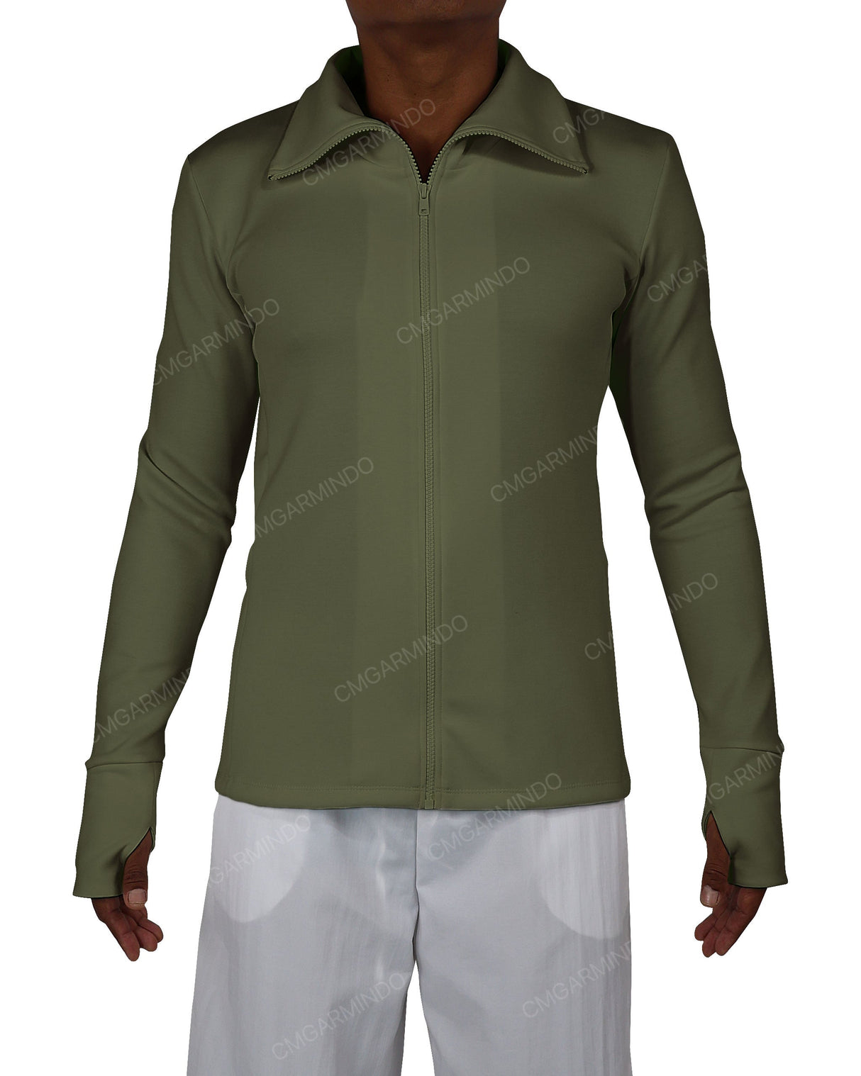 High Neck Long Sleeve Zip Up Top