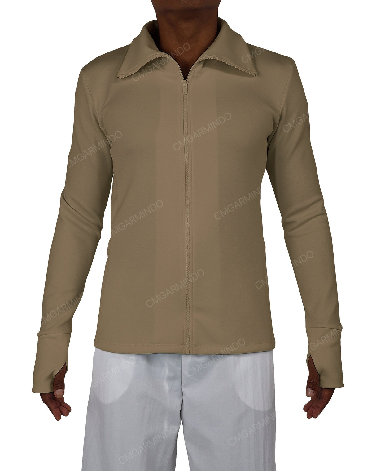 High Neck Long Sleeve Zip Up Top