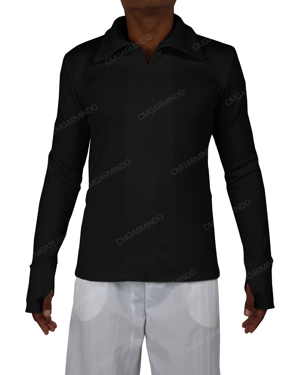 High Neck Long Sleeve Zip Up Top