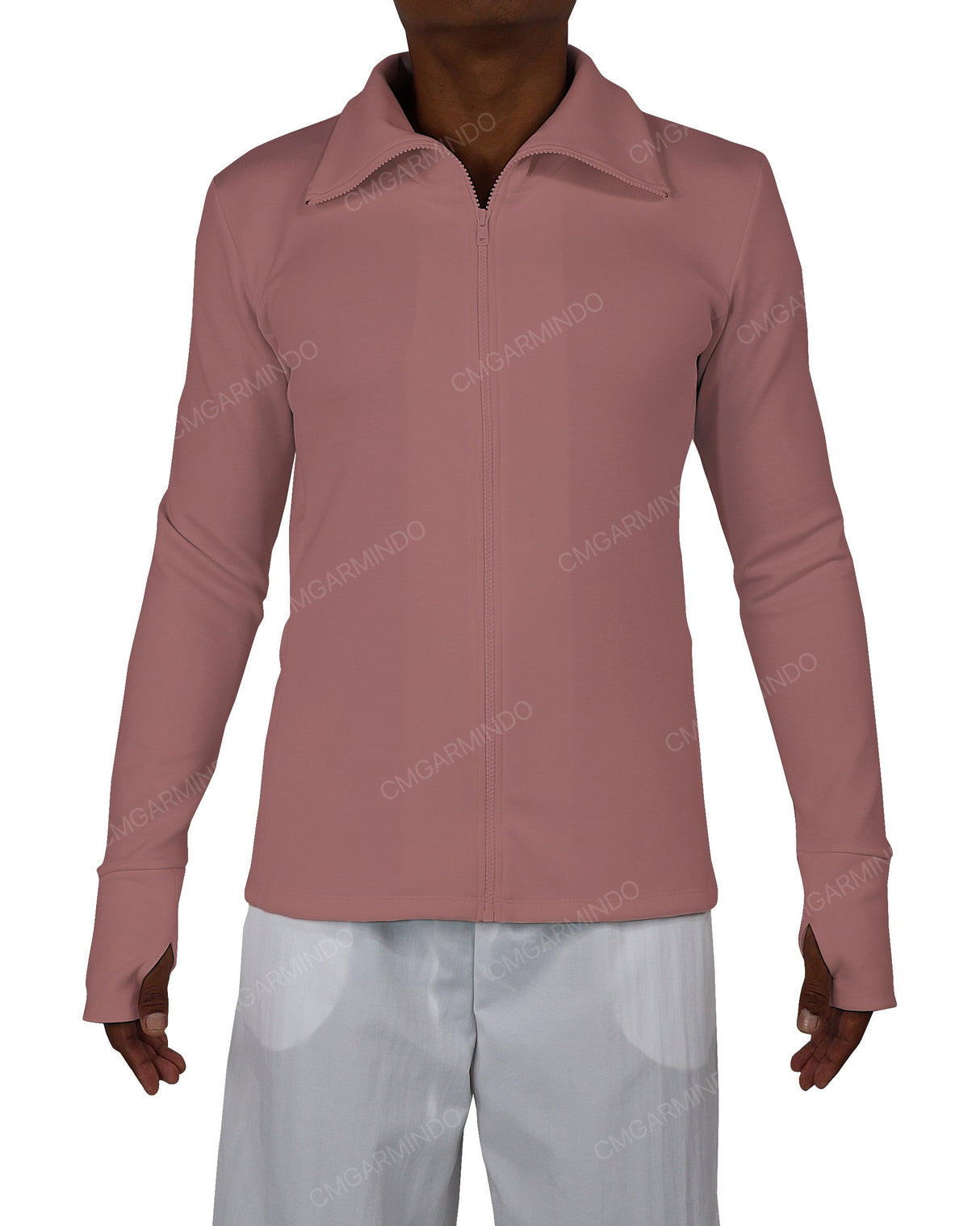 High Neck Long Sleeve Zip Up Top