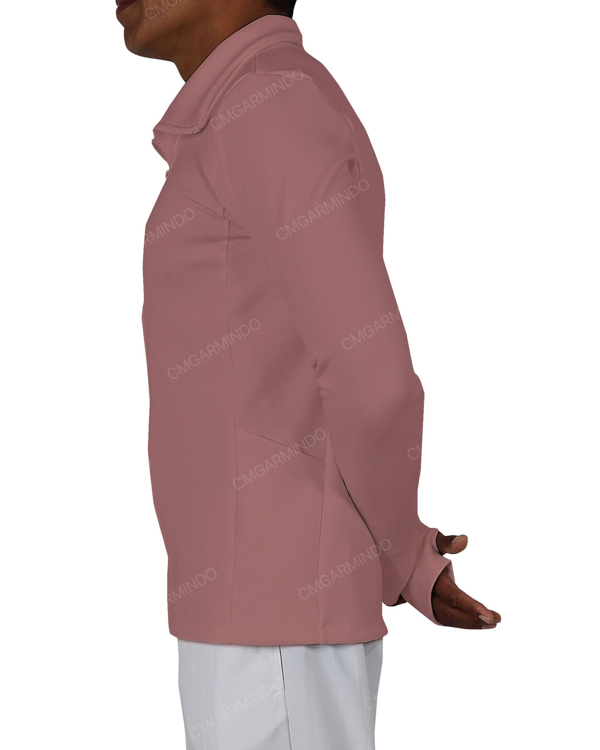 High Neck Long Sleeve Zip Up Top