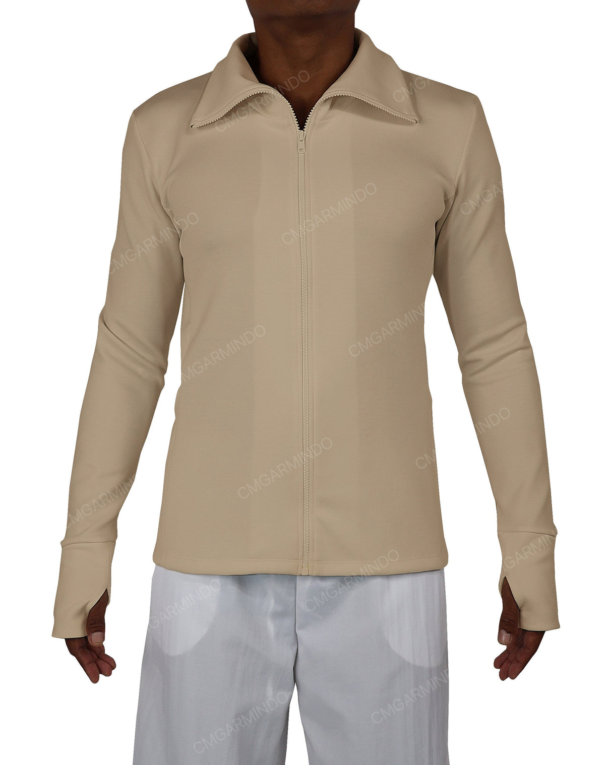 High Neck Long Sleeve Zip Up Top