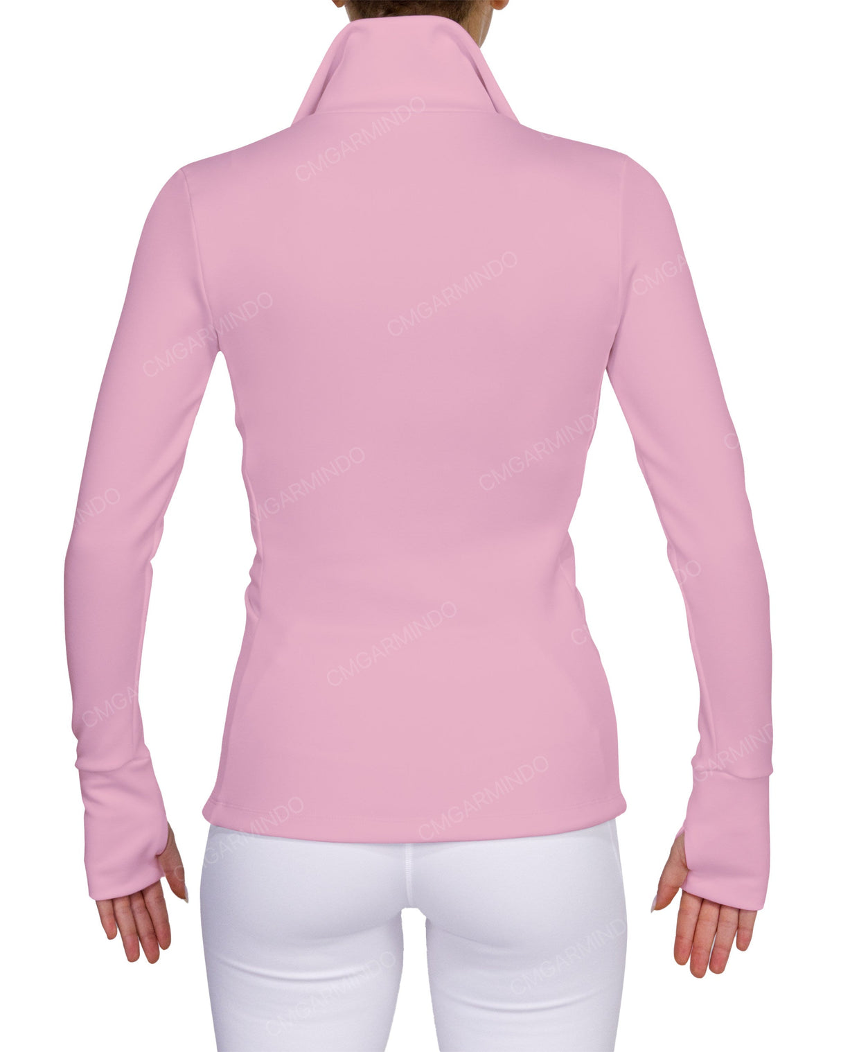 High Neck Zip Up Long Sleeve Top