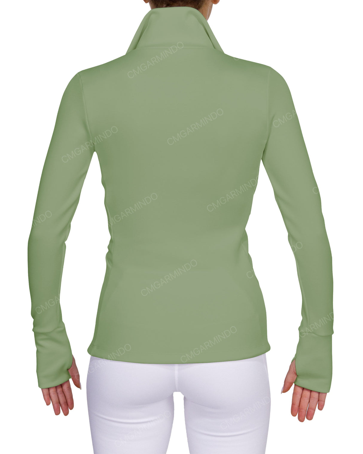 High Neck Zip Up Long Sleeve Top