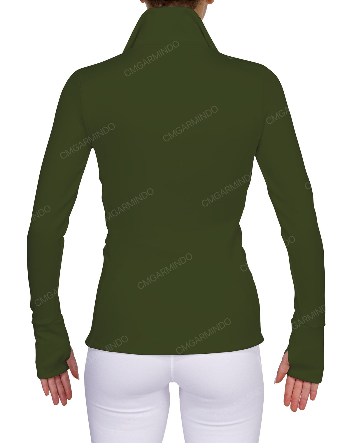High Neck Zip Up Long Sleeve Top