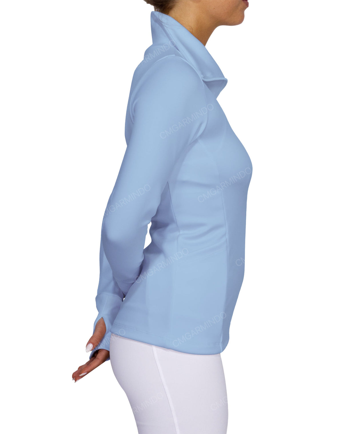 High Neck Zip Up Long Sleeve Top