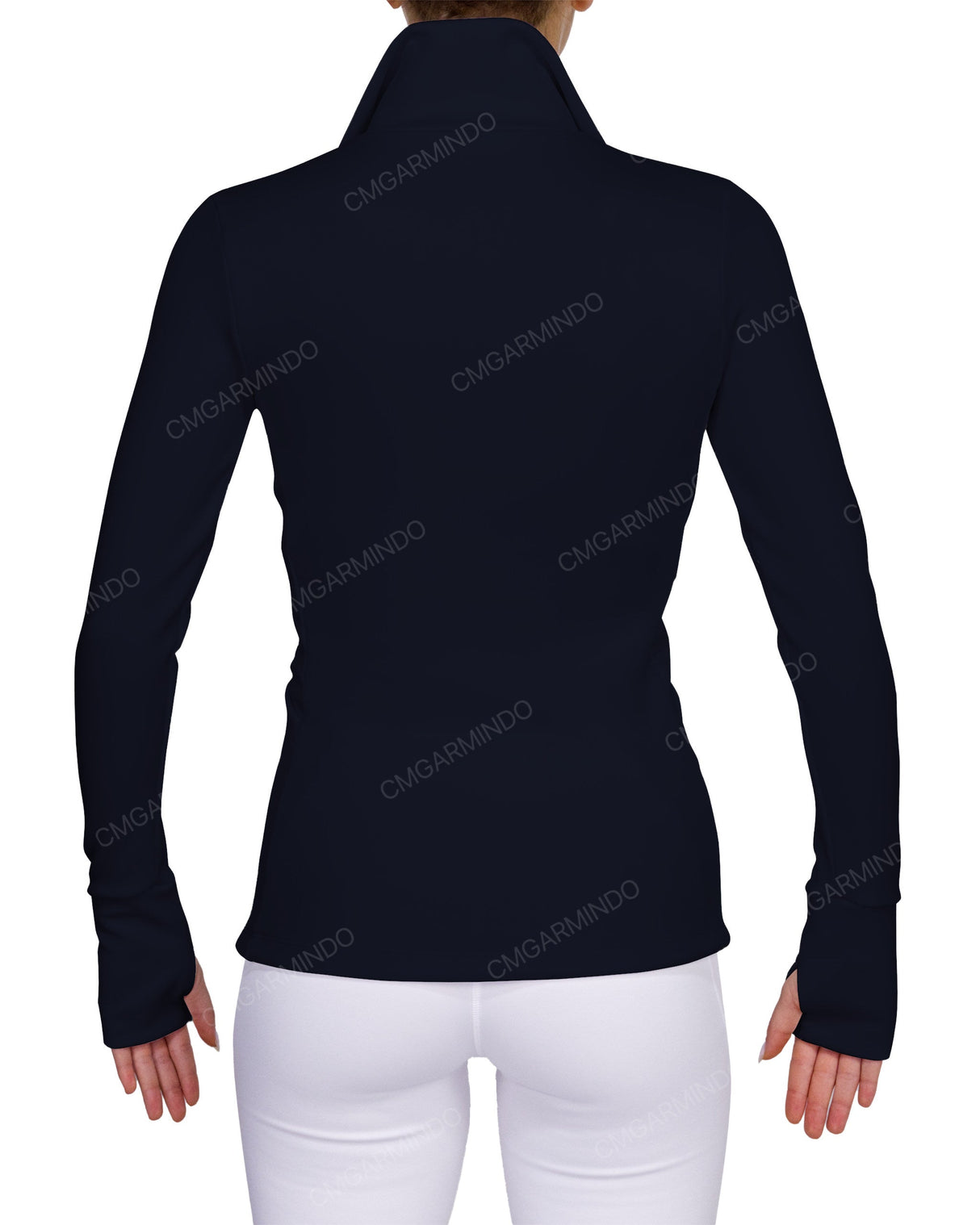 High Neck Zip Up Long Sleeve Top