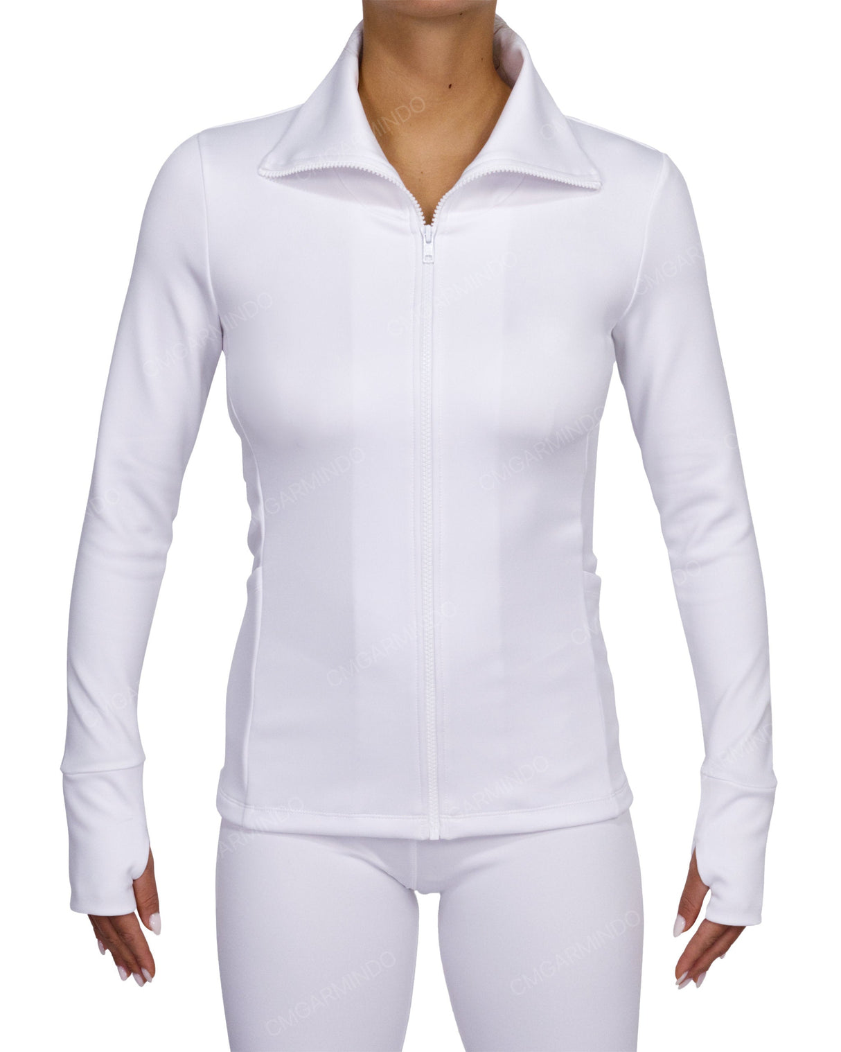 High Neck Zip Up Long Sleeve Top