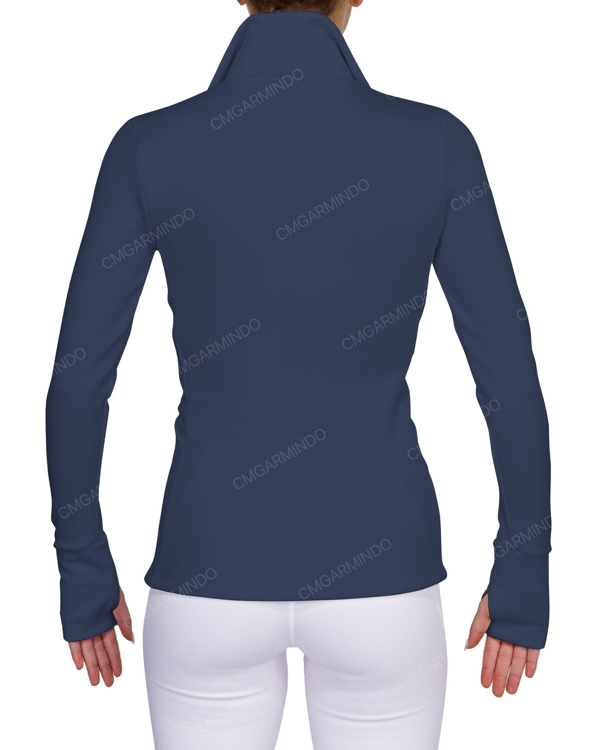 High Neck Zip Up Long Sleeve Top