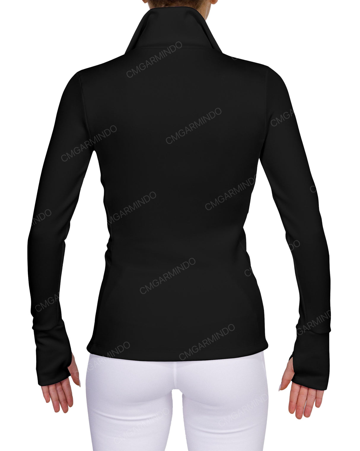 High Neck Zip Up Long Sleeve Top
