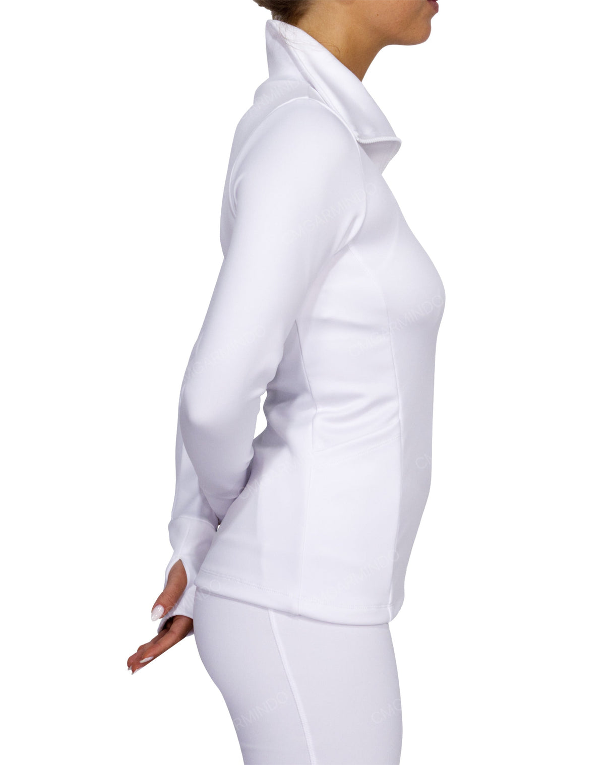 High Neck Zip Up Long Sleeve Top