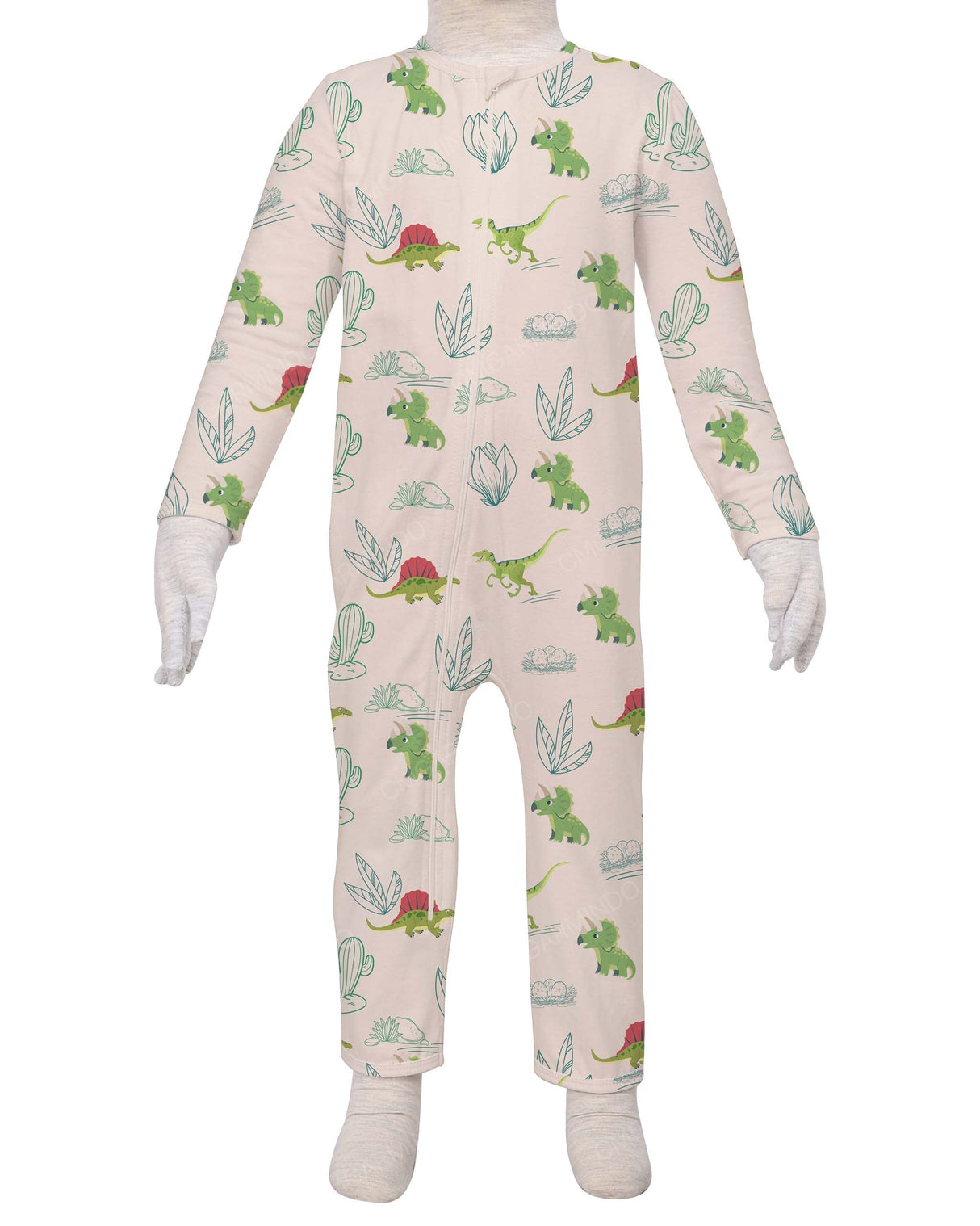 Long Sleeve Binding Zip-Up Pants Onesie