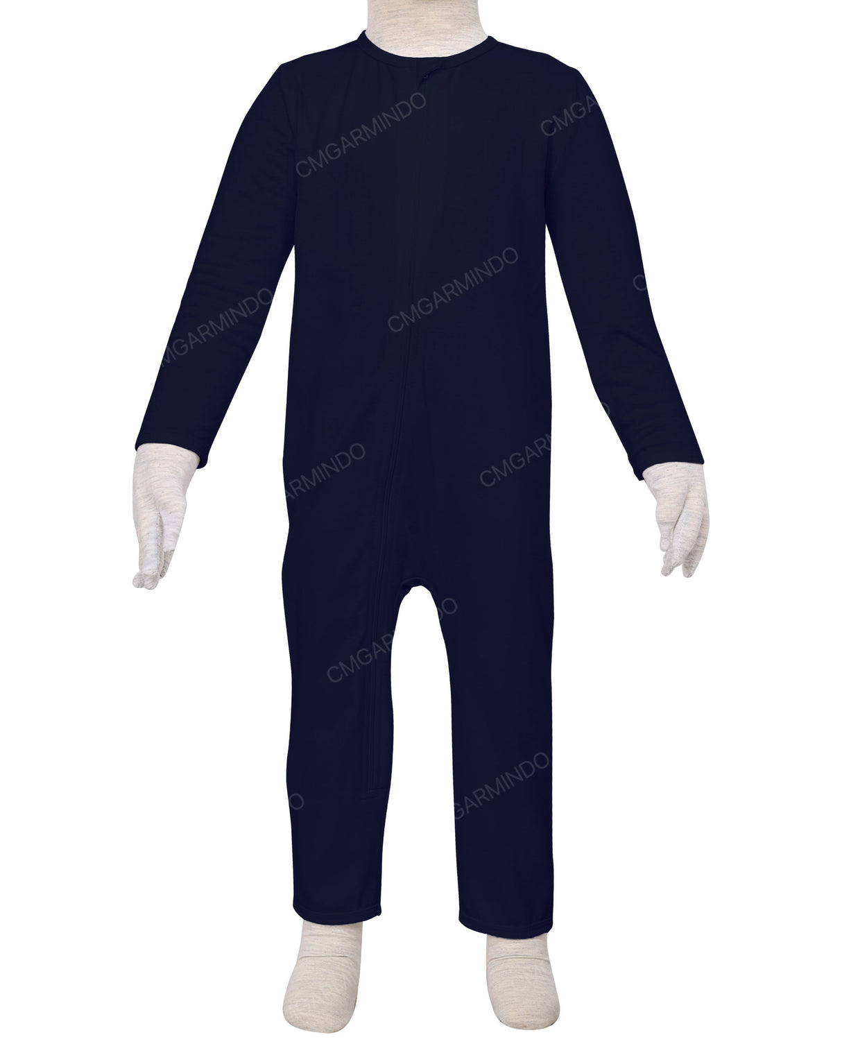 Long Sleeve Binding Zip-Up Pants Onesie