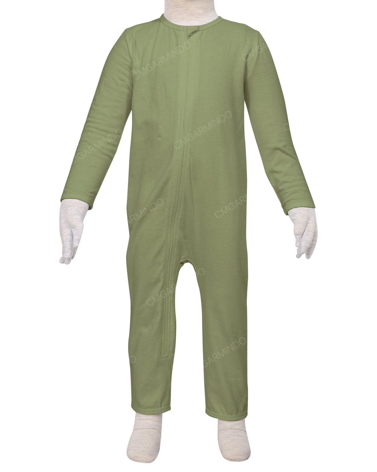 Long Sleeve Binding Zip-Up Pants Onesie