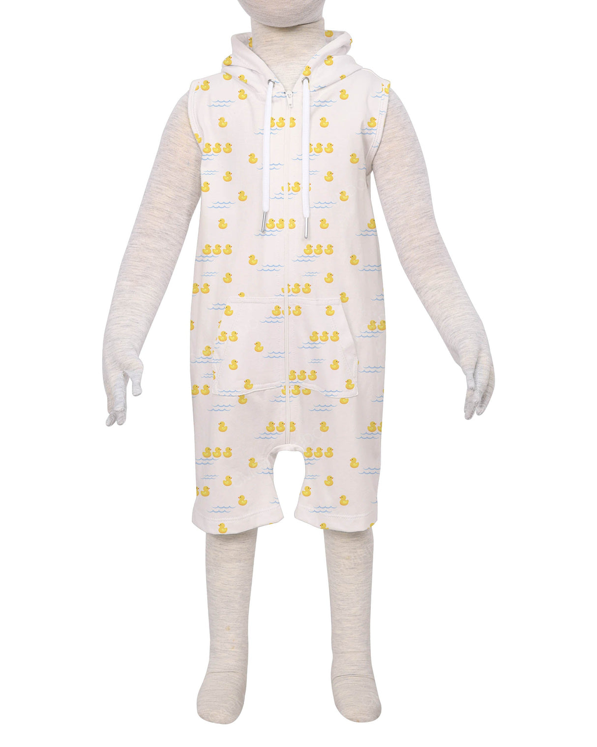 Sleeveless Hoodie Zip-Up Shorts Onesie