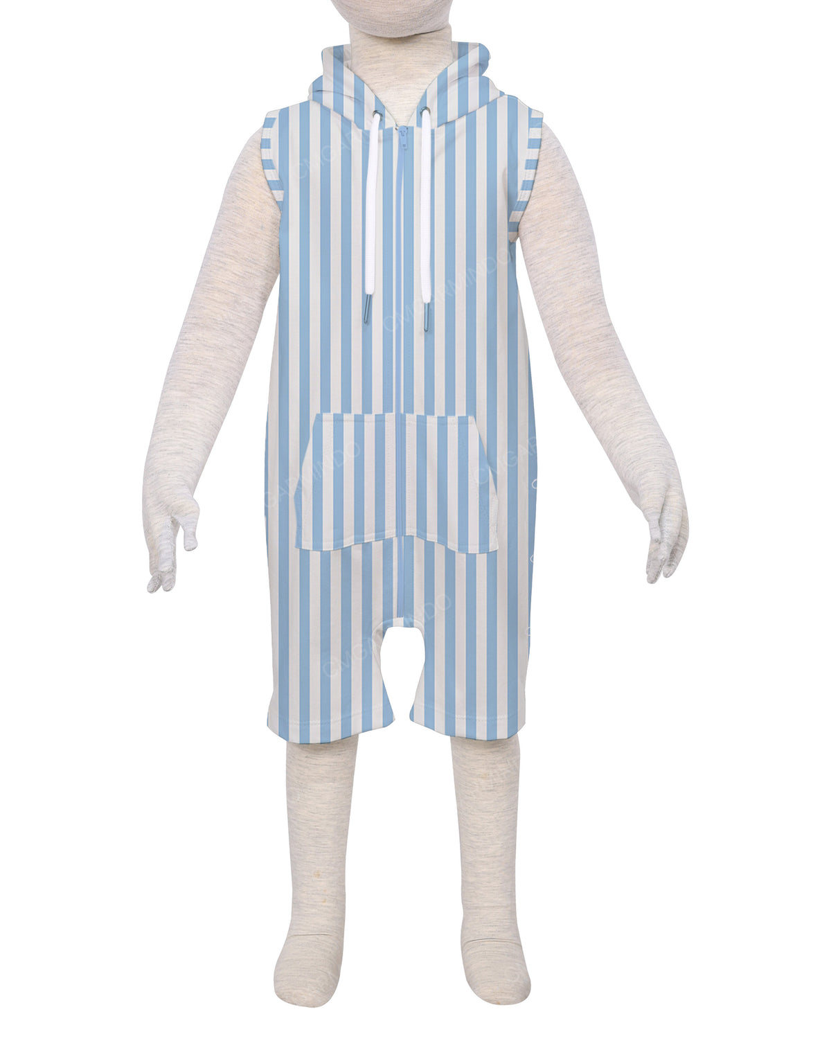 Sleeveless Hoodie Zip-Up Shorts Onesie