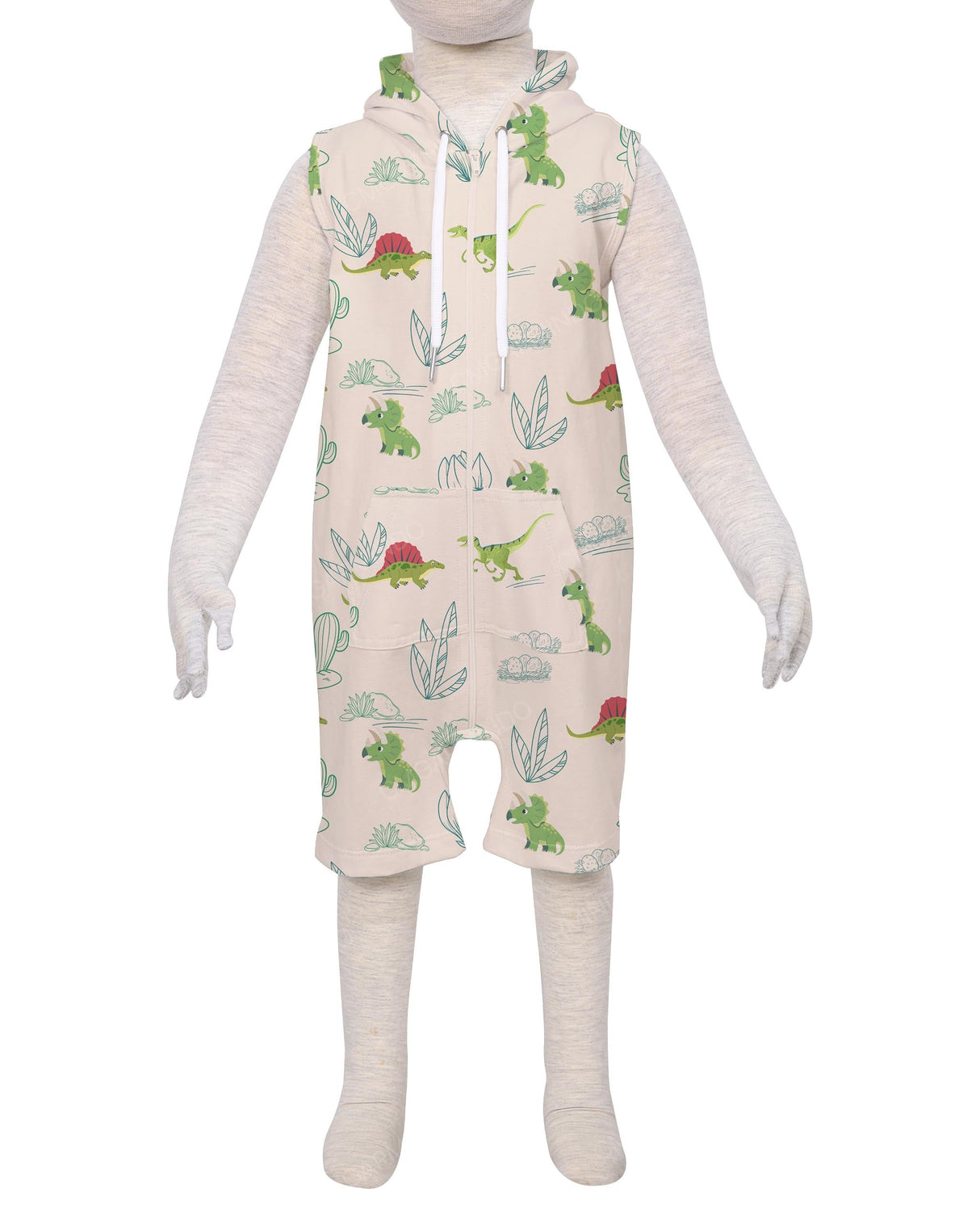 Sleeveless Hoodie Zip-Up Shorts Onesie