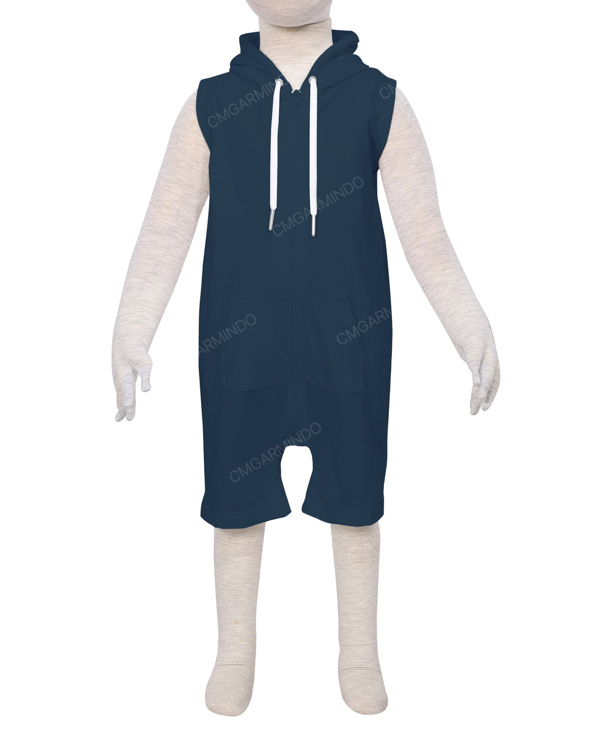 Sleeveless Hoodie Zip-Up Shorts Onesie