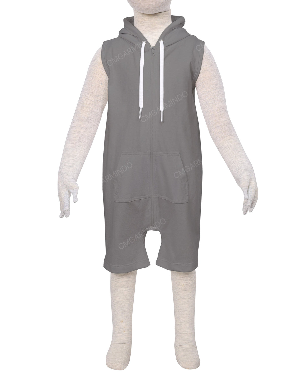 Sleeveless Hoodie Zip-Up Shorts Onesie