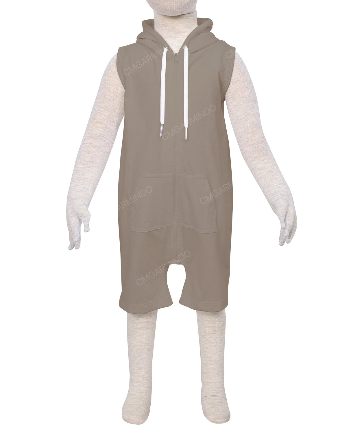 Sleeveless Hoodie Zip-Up Shorts Onesie
