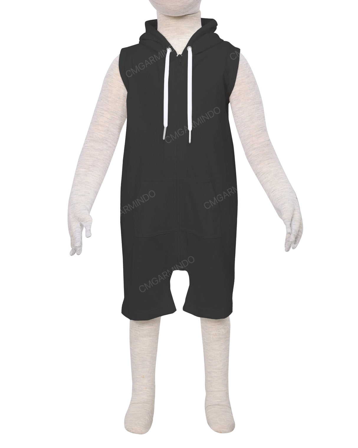 Sleeveless Hoodie Zip-Up Shorts Onesie