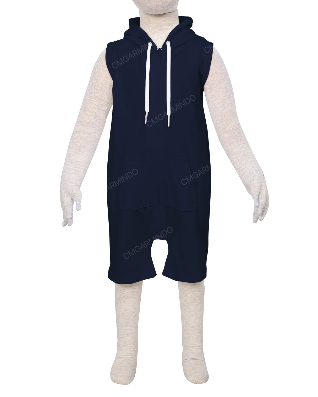 Sleeveless Hoodie Zip-Up Shorts Onesie