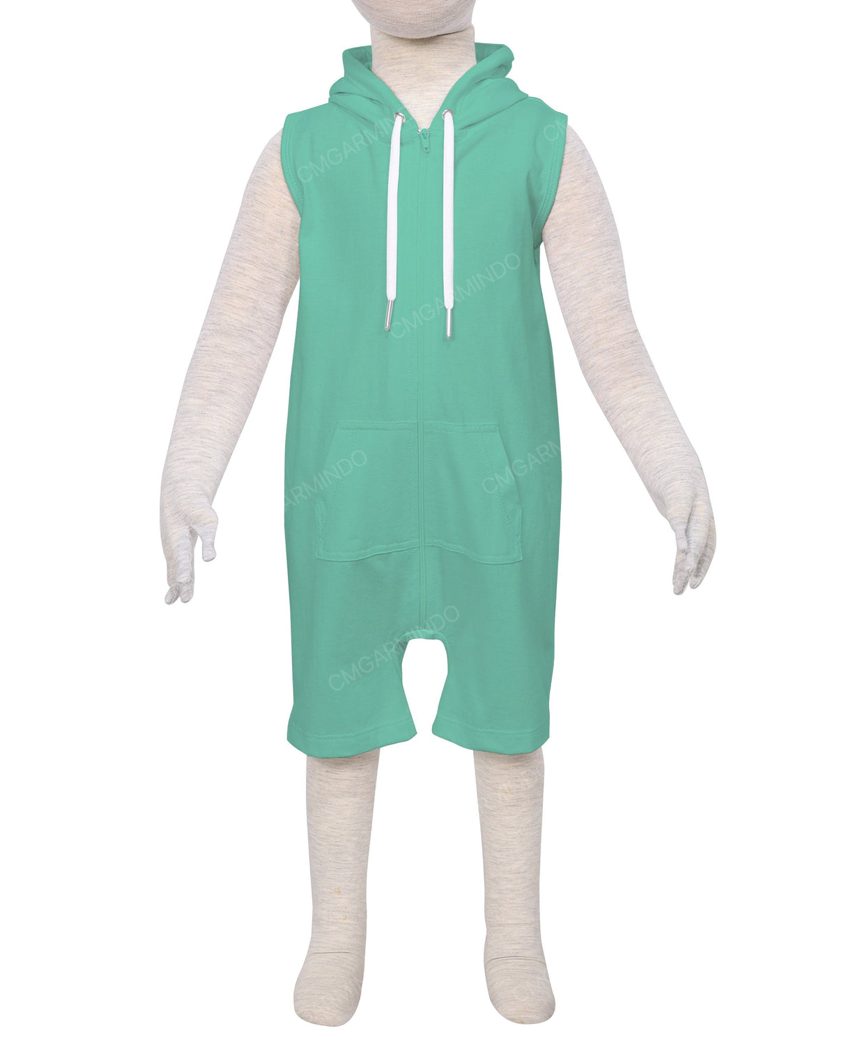 Sleeveless Hoodie Zip-Up Shorts Onesie