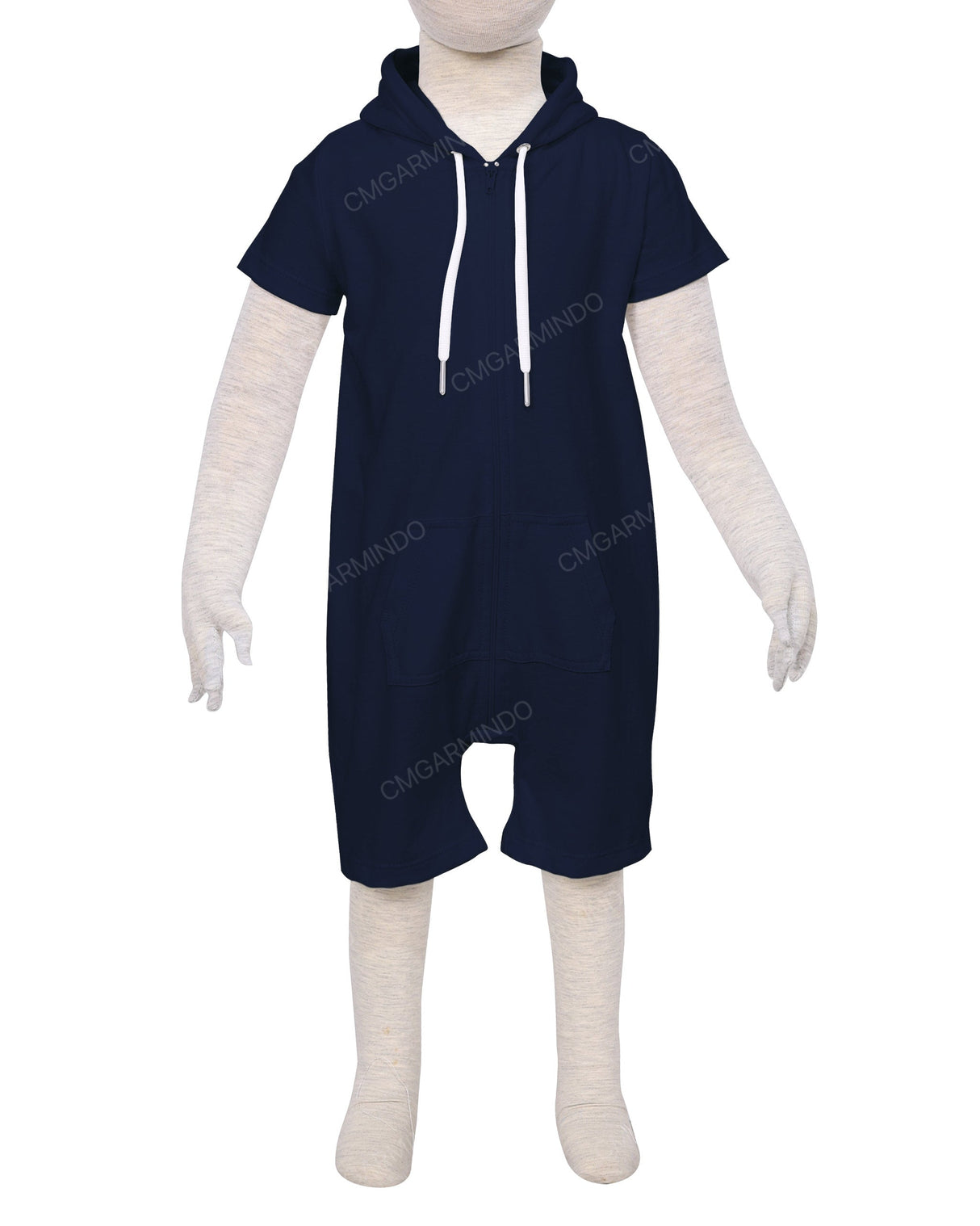 Short Sleeve Hoodie Zip-Up Shorts Onesie