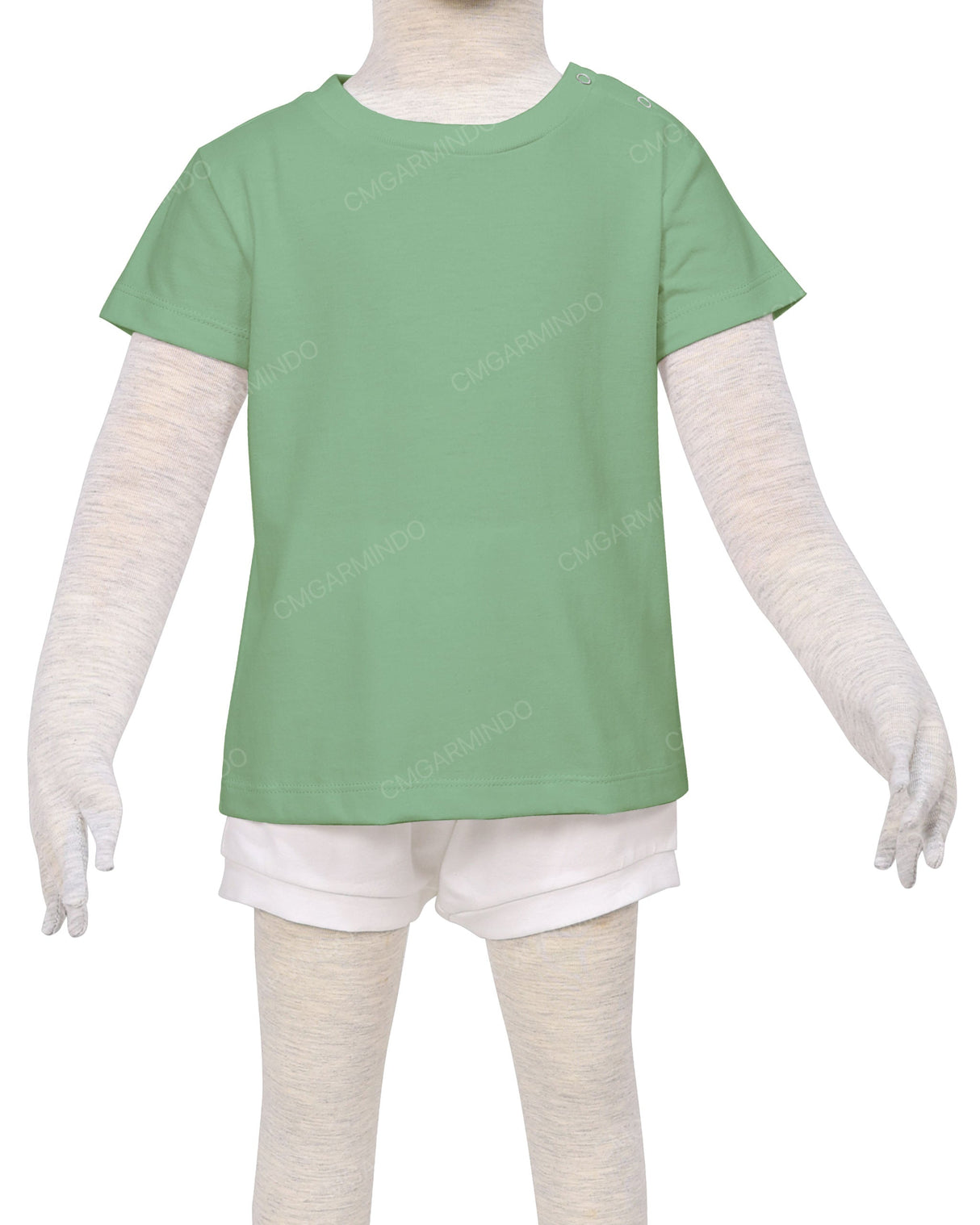 Short Sleeve Shoulder Snap Crew Neck T-Shirt