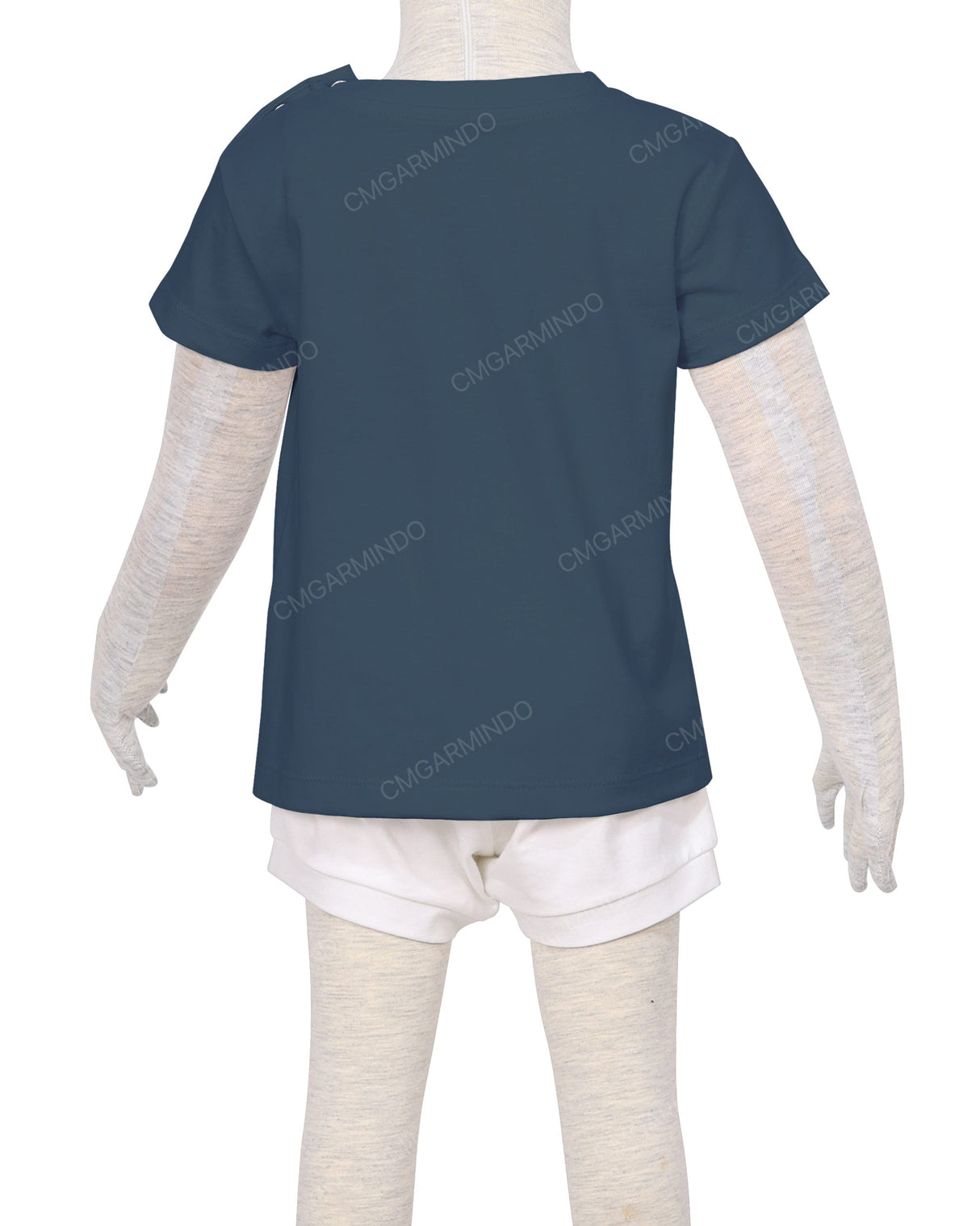 Short Sleeve Shoulder Snap Crew Neck T-Shirt