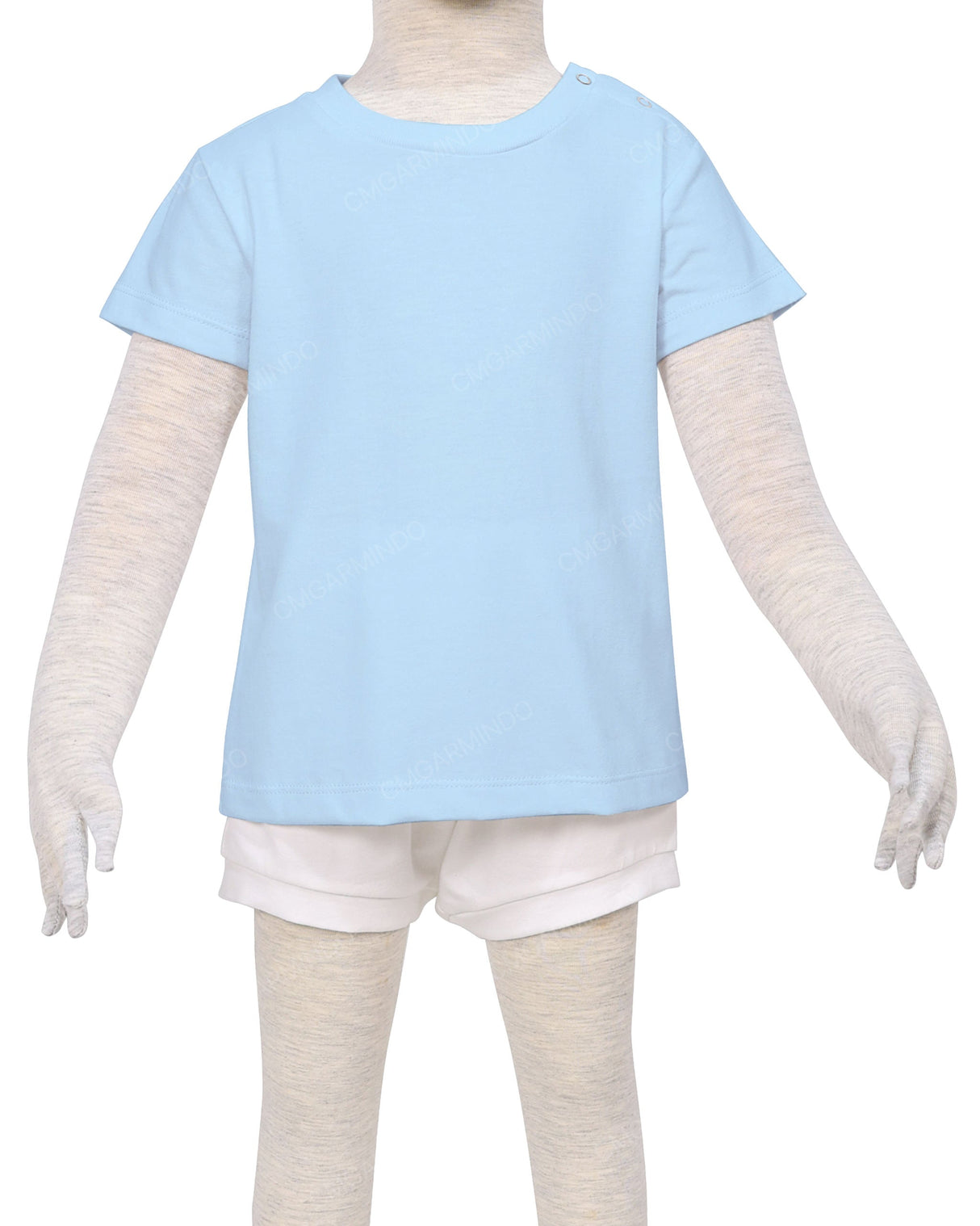 Short Sleeve Shoulder Snap Crew Neck T-Shirt