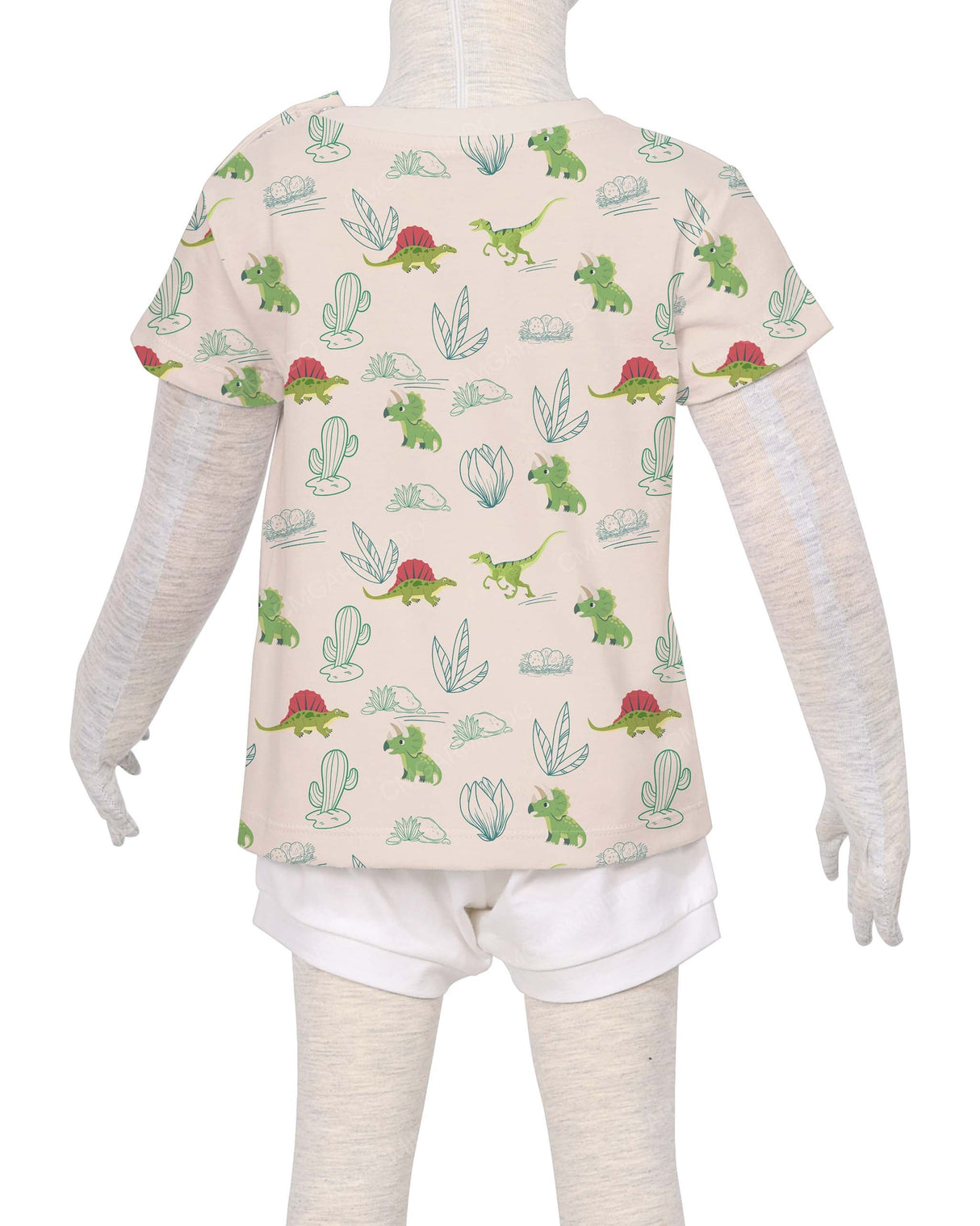 Short Sleeve Shoulder Snap Crew Neck T-Shirt
