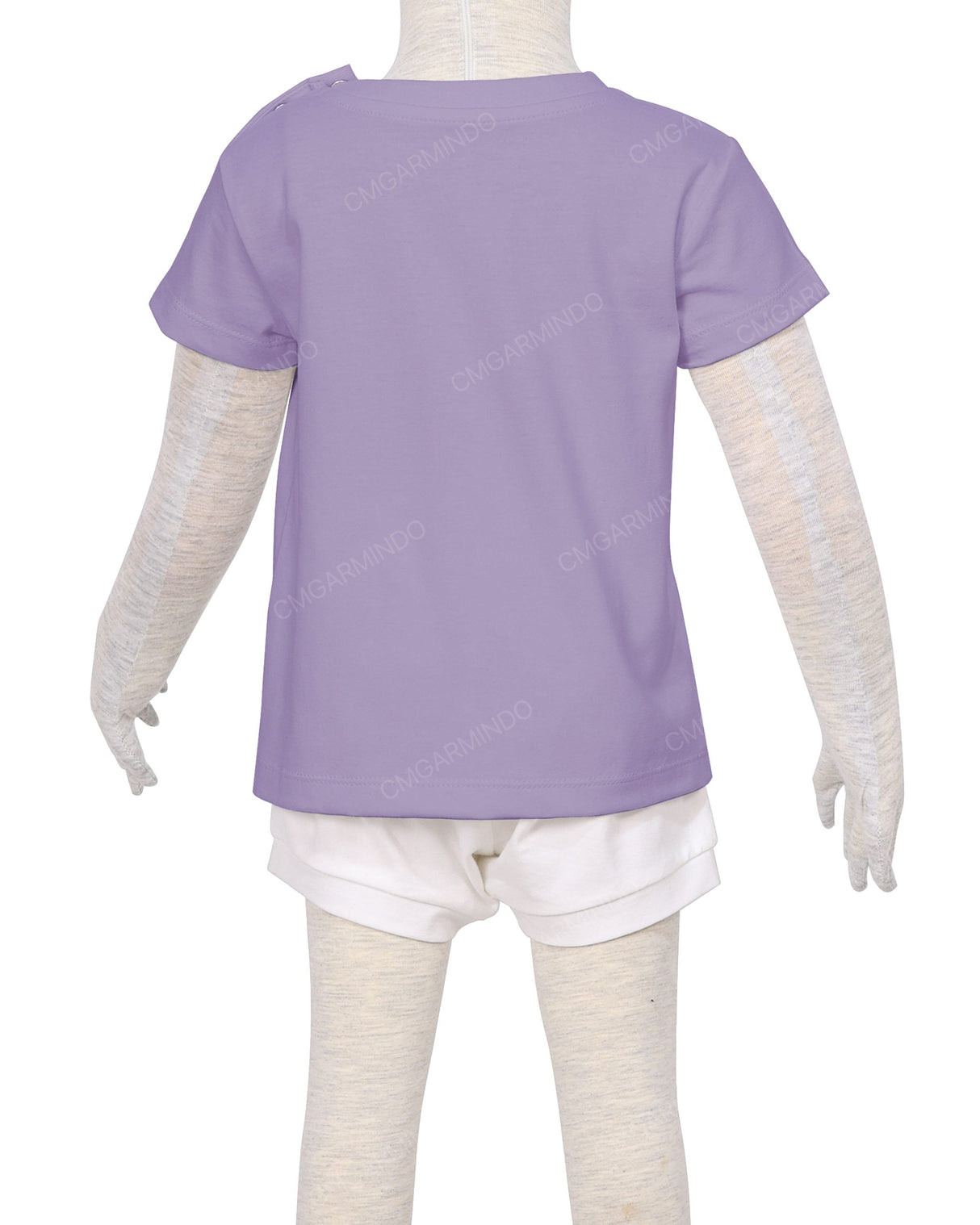 Short Sleeve Shoulder Snap Crew Neck T-Shirt