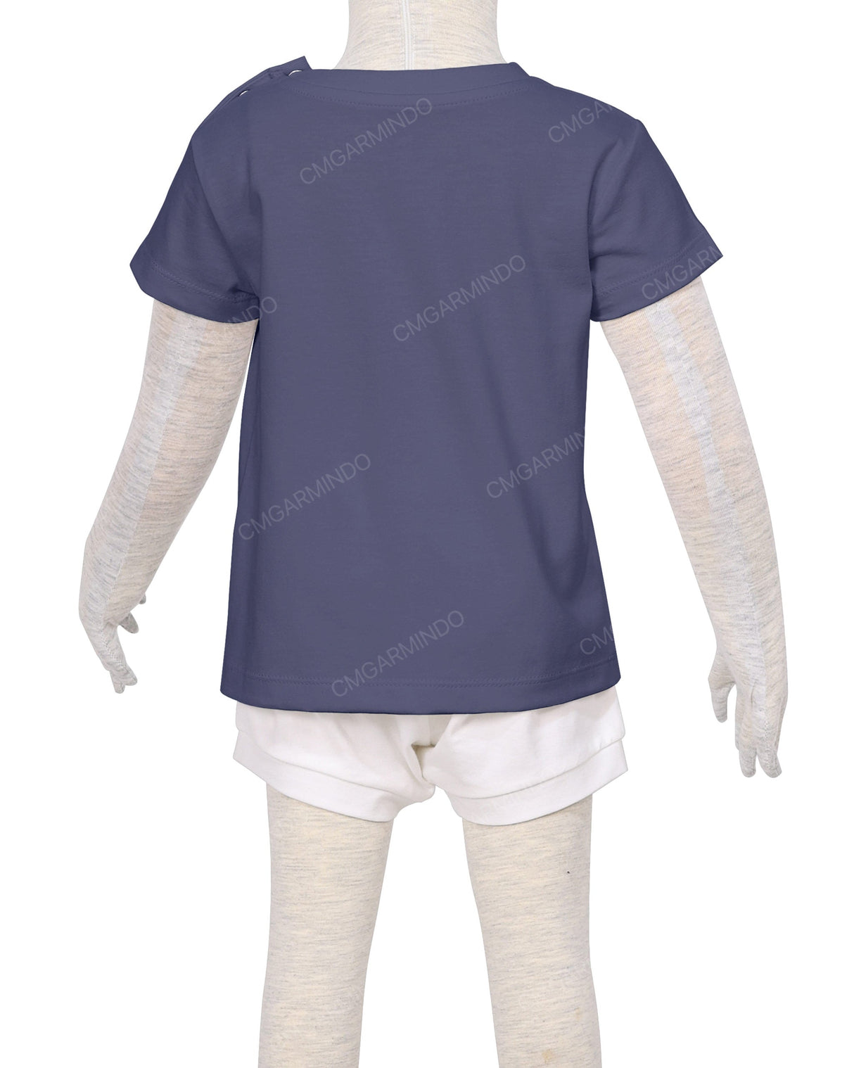 Short Sleeve Shoulder Snap Crew Neck T-Shirt