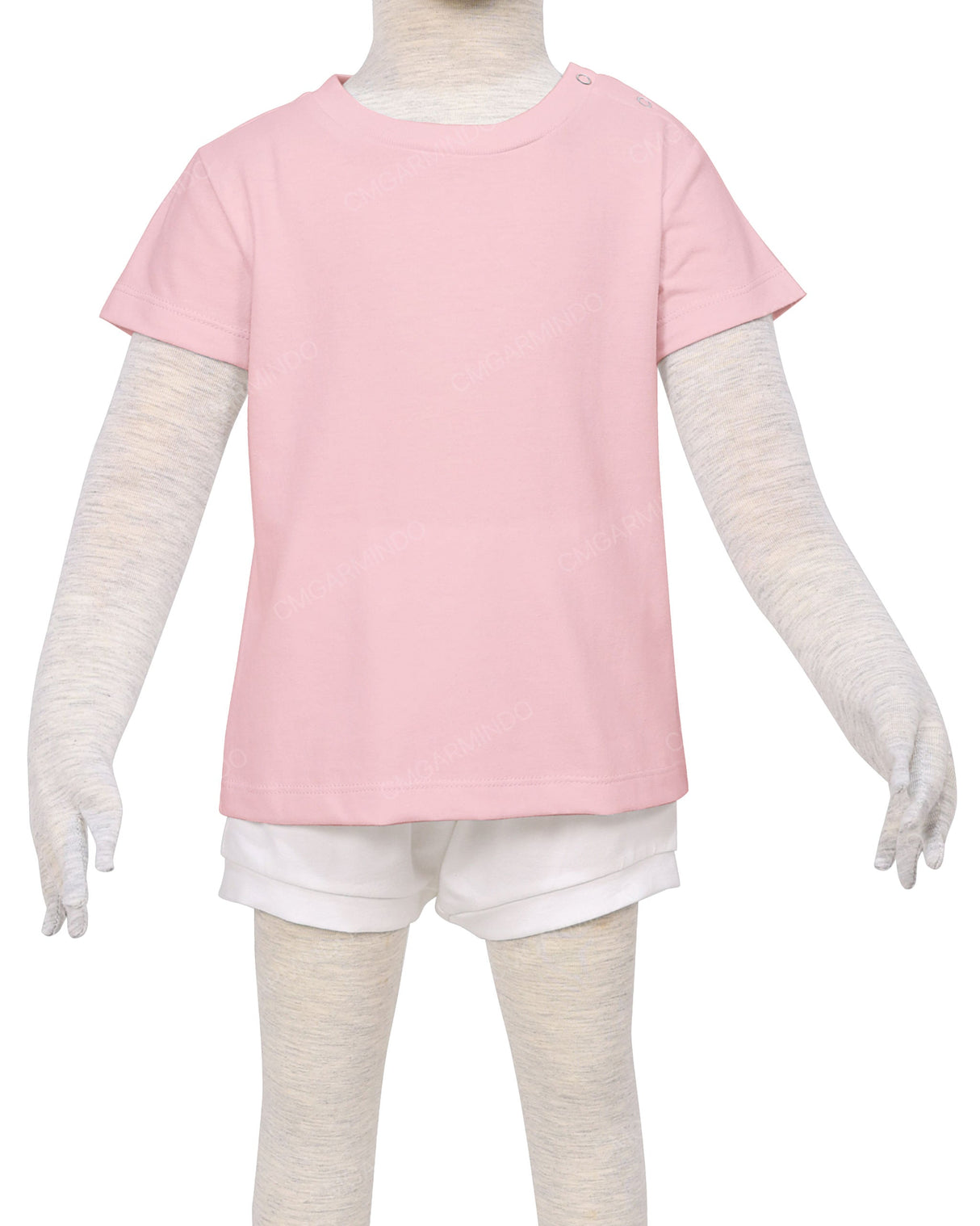 Short Sleeve Shoulder Snap Crew Neck T-Shirt