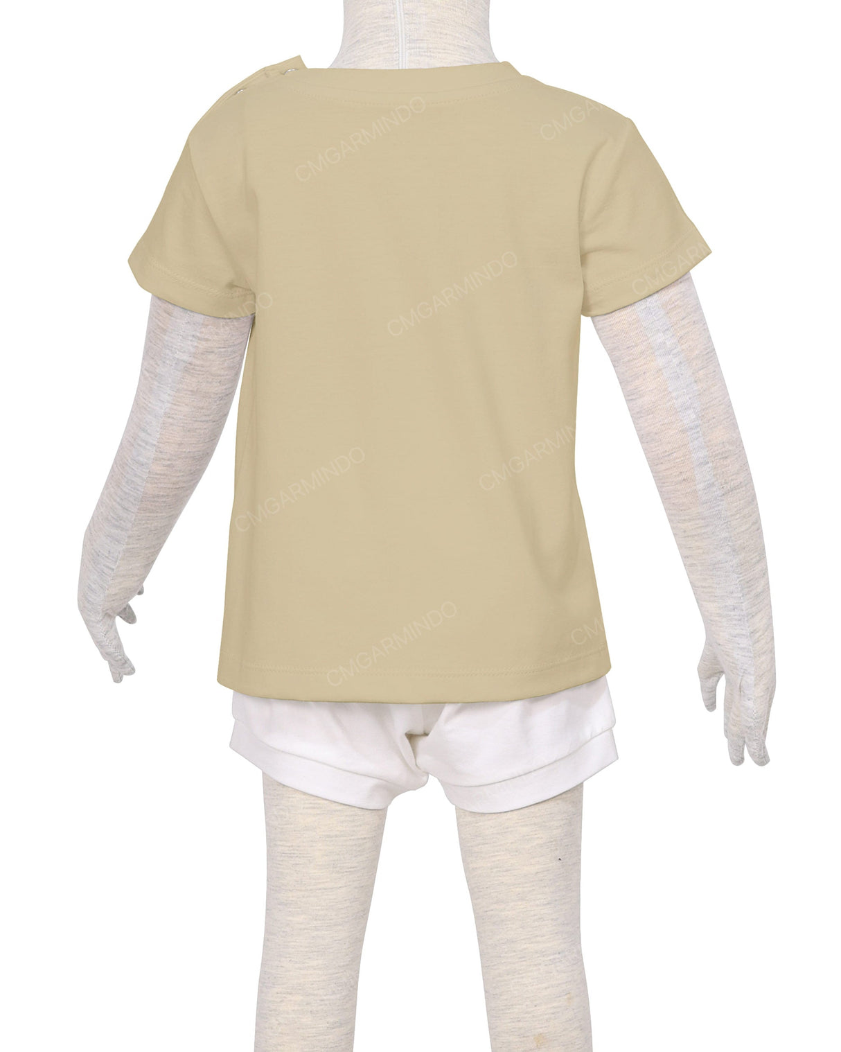 Short Sleeve Shoulder Snap Crew Neck T-Shirt