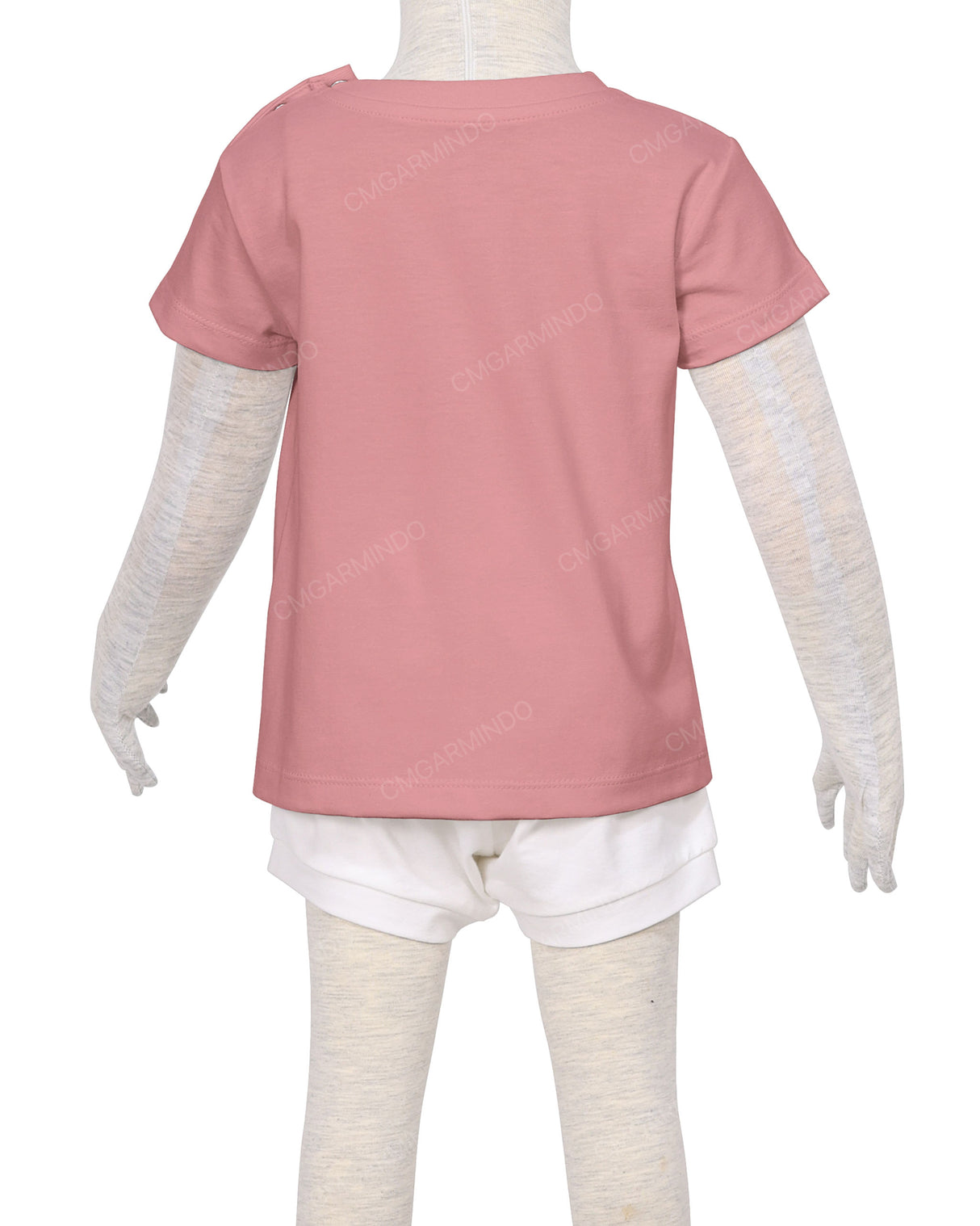 Short Sleeve Shoulder Snap Crew Neck T-Shirt