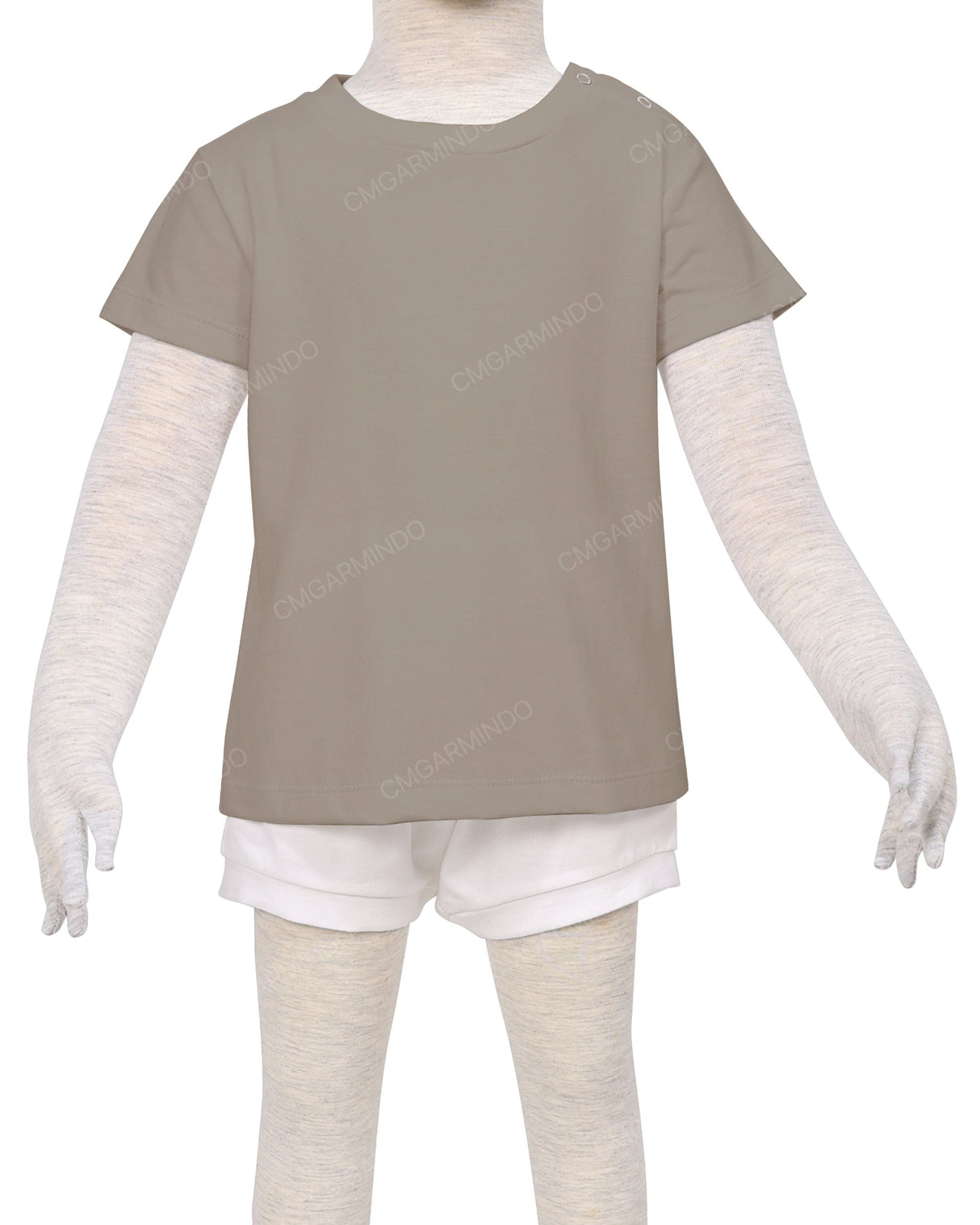 Short Sleeve Shoulder Snap Crew Neck T-Shirt